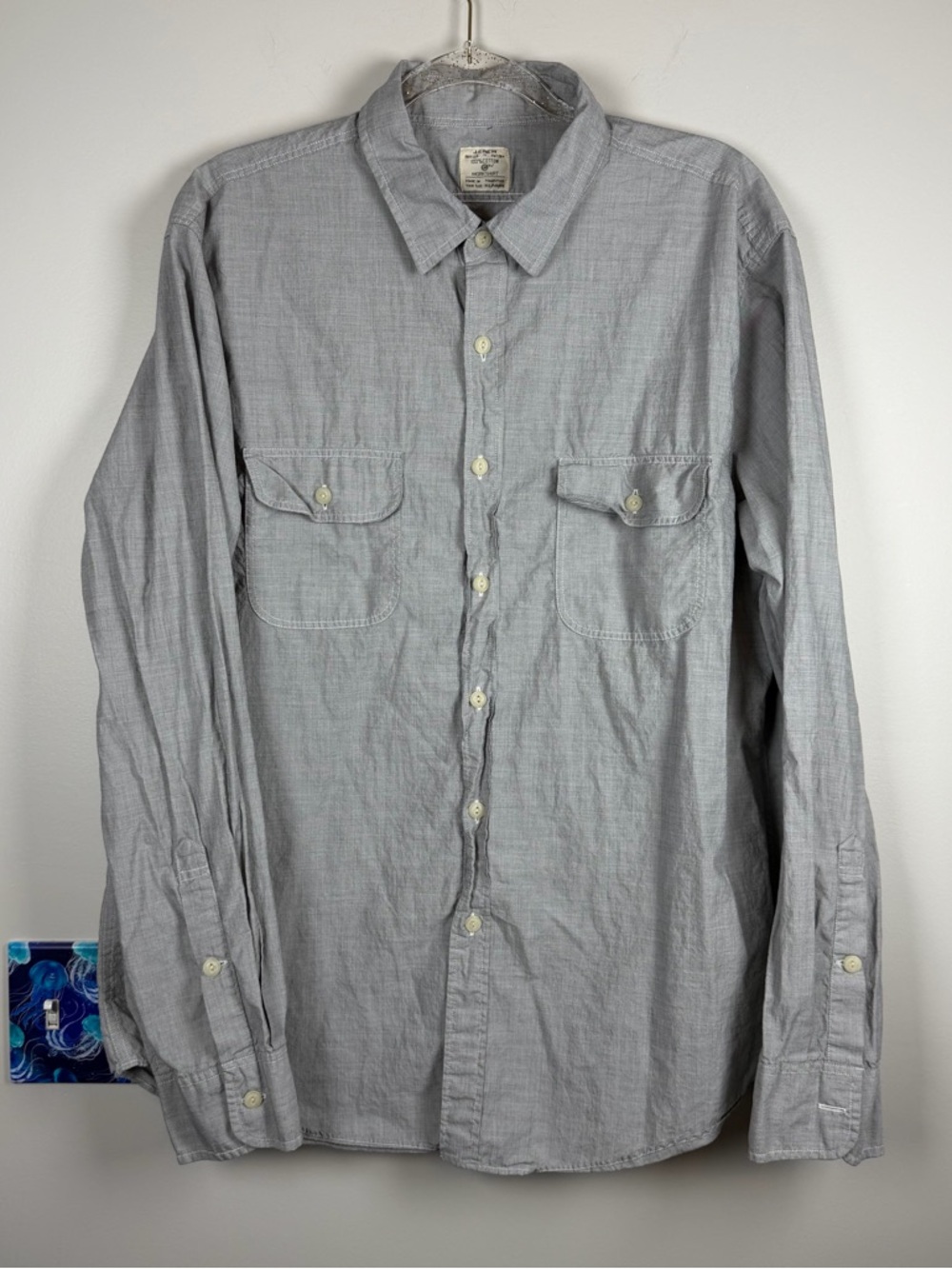 J.Crew Workshirt Gray Cotton Button Up Long Sleeve Career Classic Shirt Men’s XL